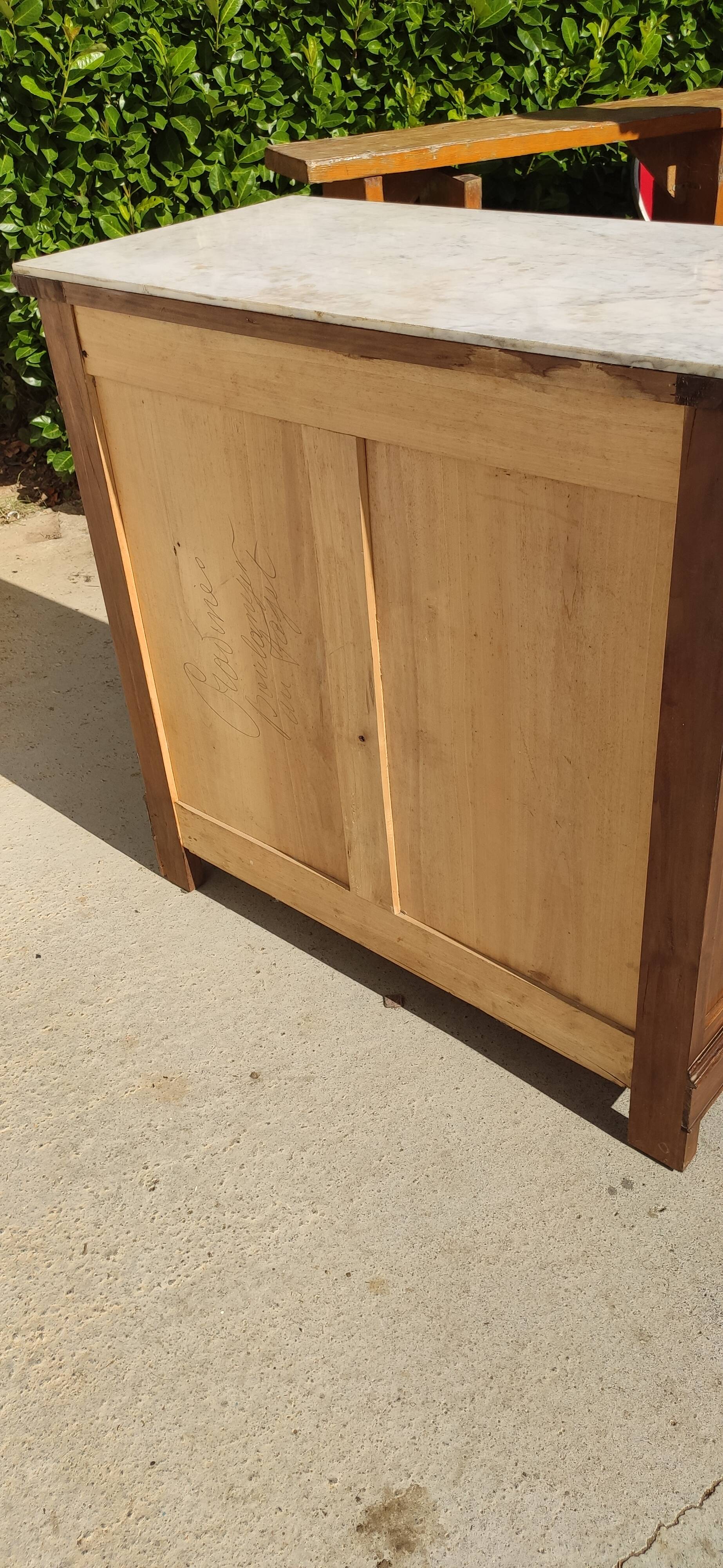 Old Art Deco chest of drawers with white marble