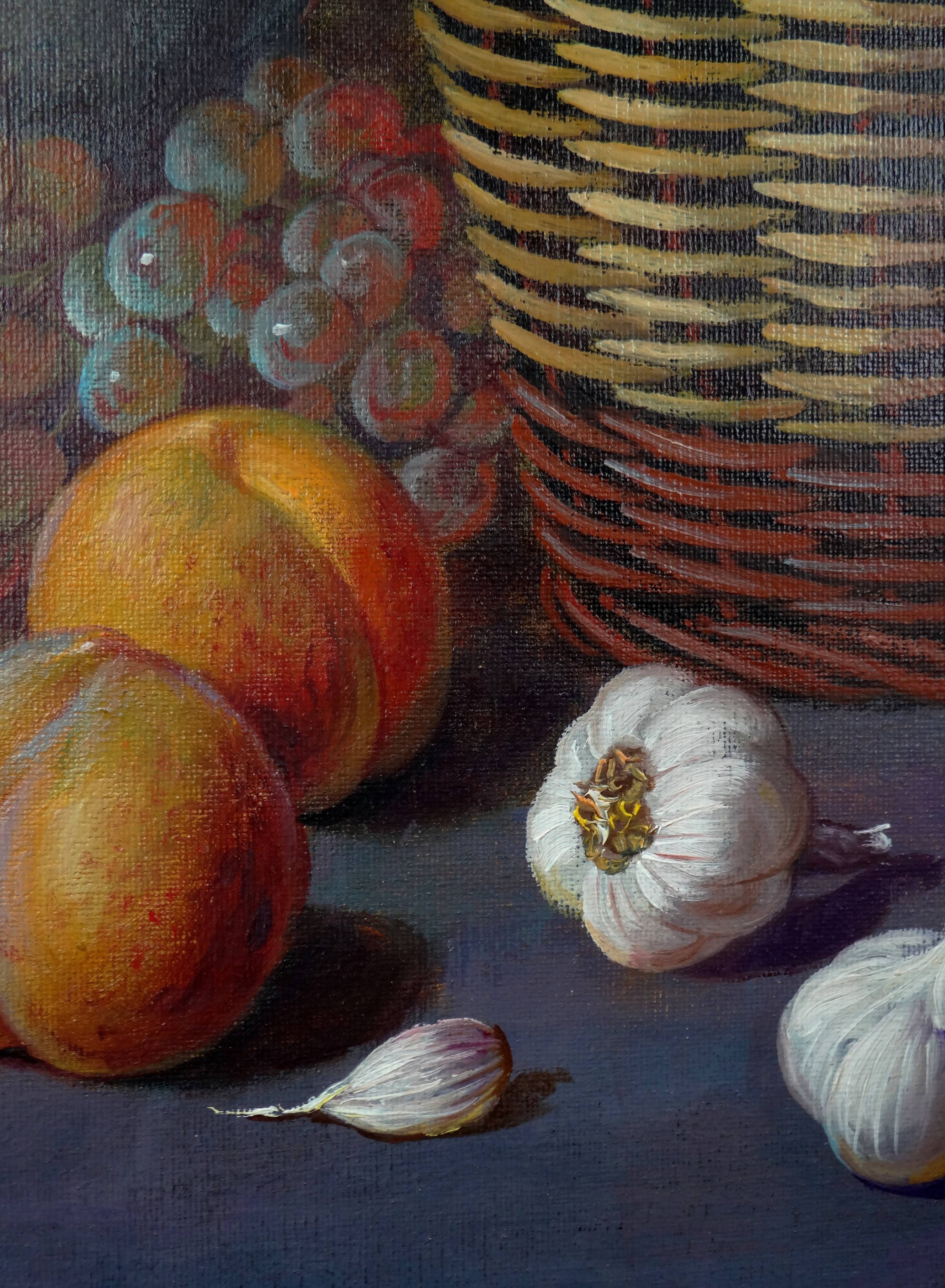 'Cestas de Frutas' (Basket of fruit) Oil on canvas signed Ignacio Besga