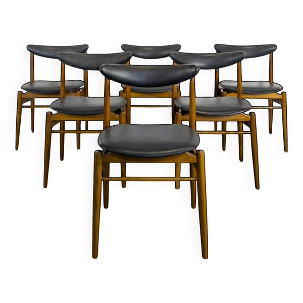 Série de 6 chaises scandinaves en Teck — Beyit