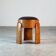 Sculptural Ash Wood Stool B.V. Waxed Dark Brown Leather by FORME, Italy