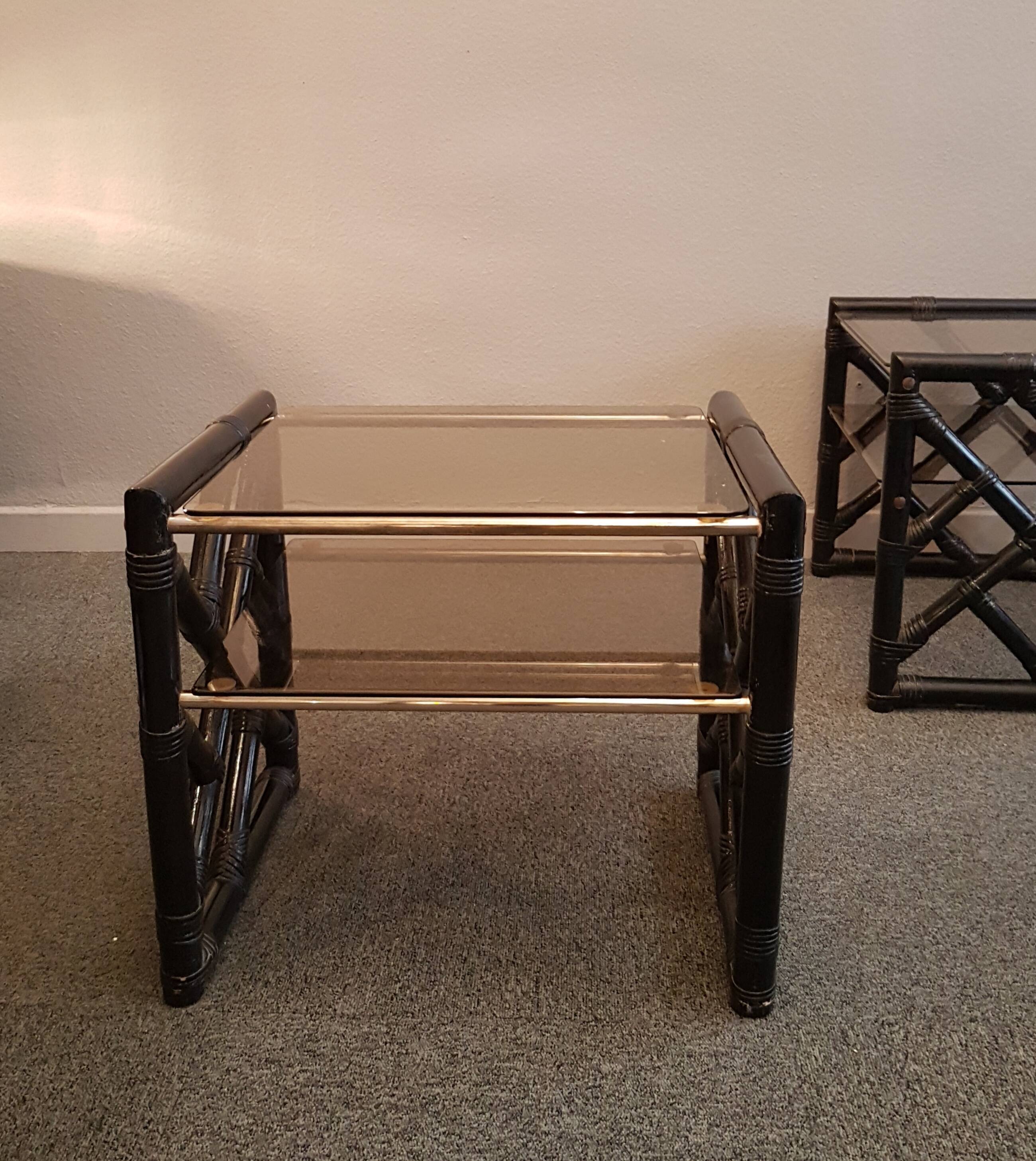 Italian sofa ends, Dalvera, rattan, 80s