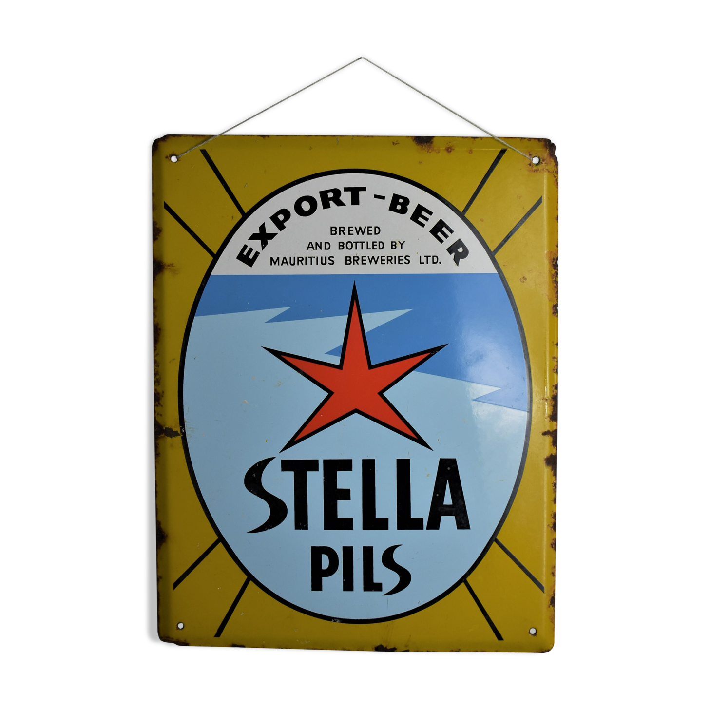Stella Pils beer enamelled plate