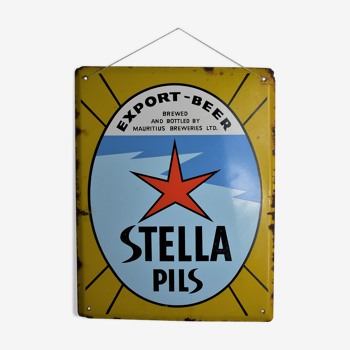 Stella Pils beer enamelled plate