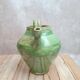 Potiche / cruche en grès vernissé vert – style artisanal vintage