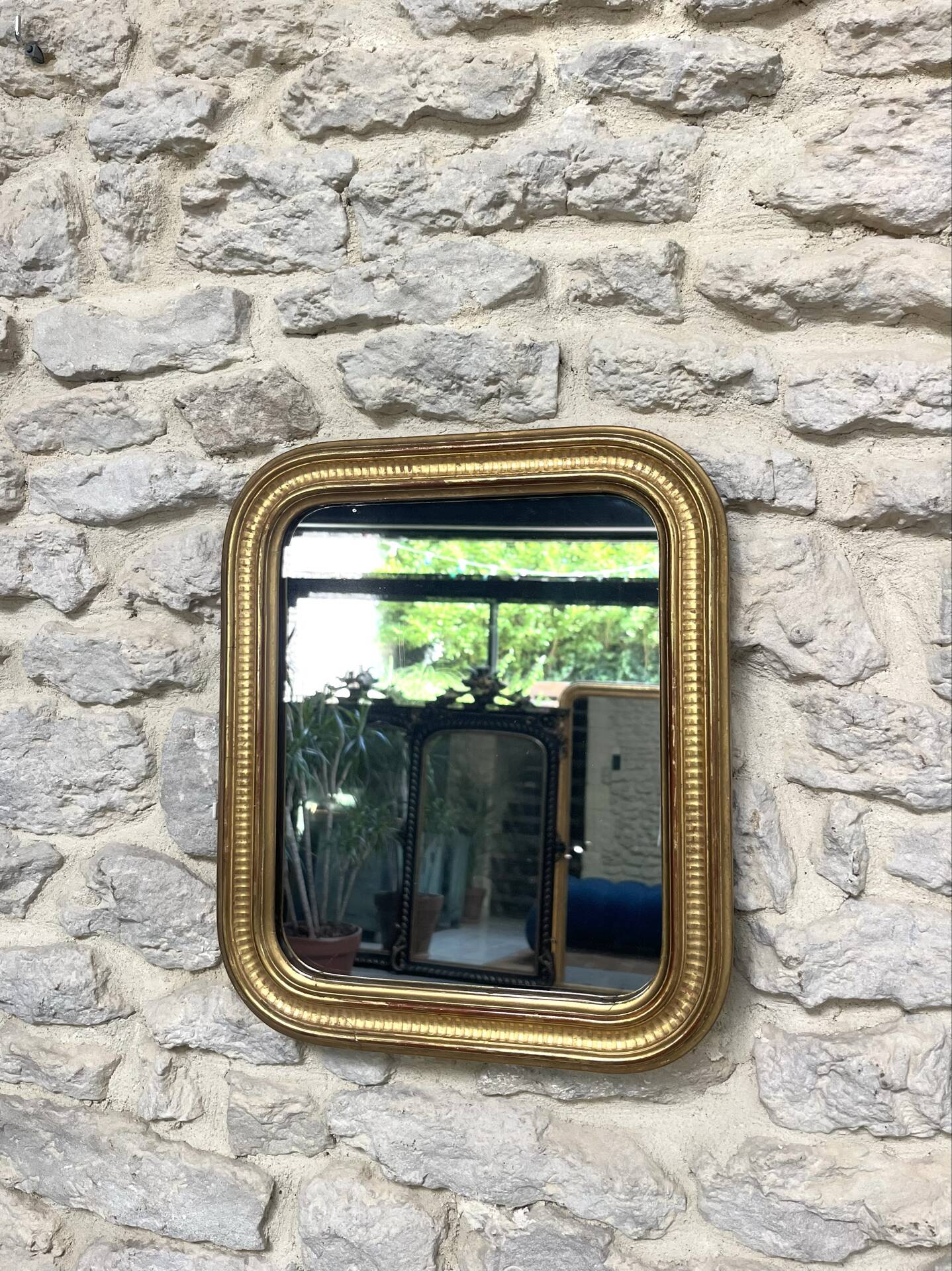 Louis-Philippe mirror gilded with gold leaf 37.5/31.5cm mercury glass