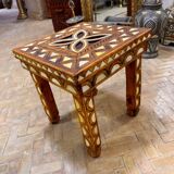 Moroccan camel bone marquetry wooden table for bedroom or living room