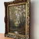 1950s Landscape, Framed Forest Landscape Oil Painting, Forest Oil Painting