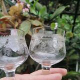 4 bohemian crystal glasses engraved