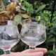4 bohemian crystal glasses engraved