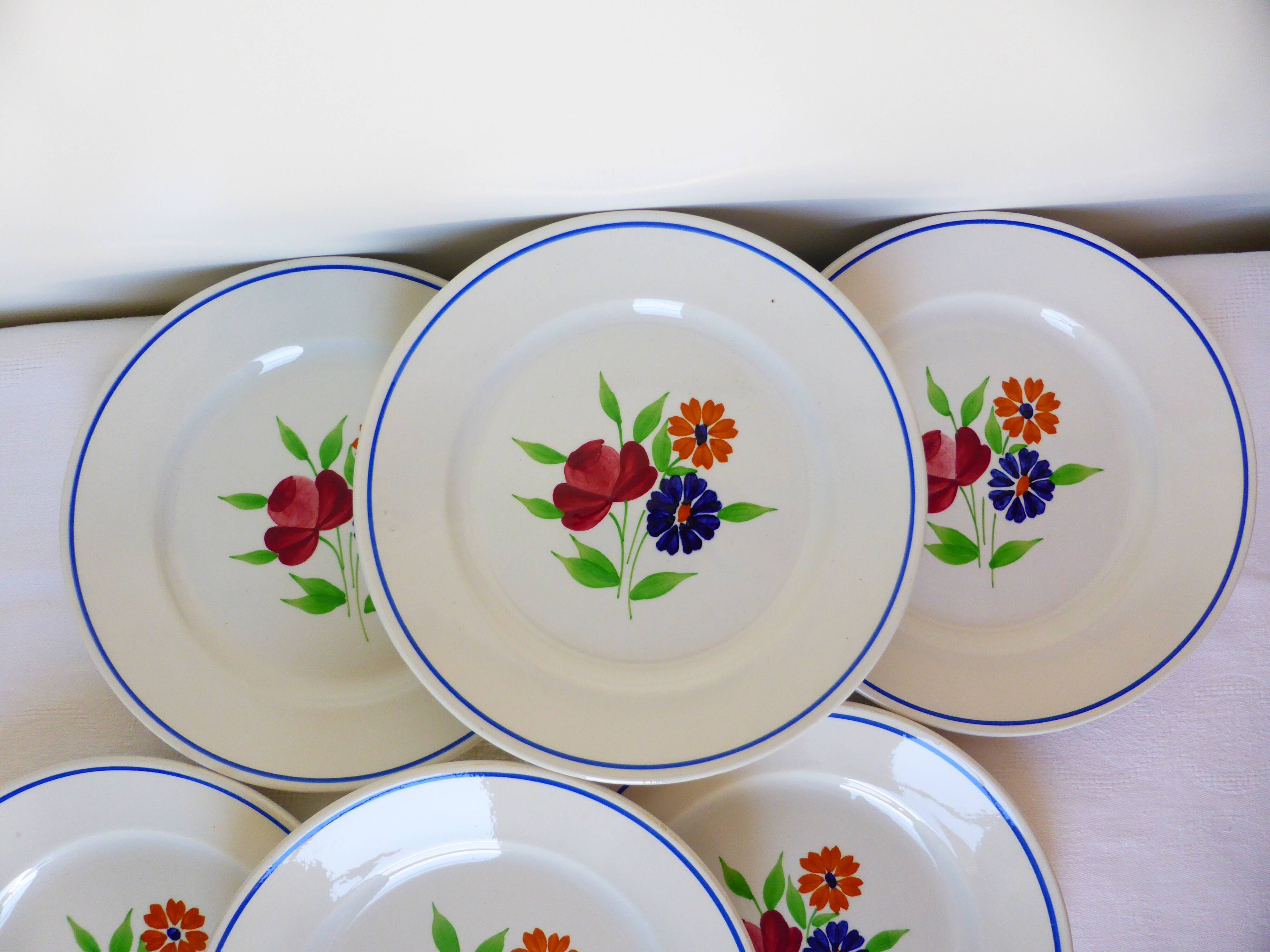 6 flat plates vintage K-G Luneville model Mat 210337