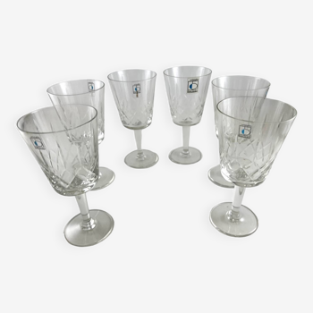 6 crystal wine stemmed glasses