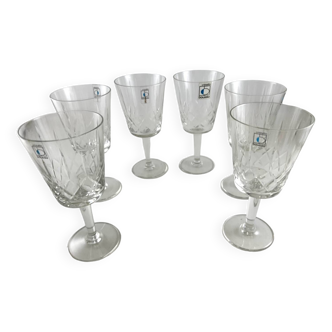 6 crystal wine stemmed glasses