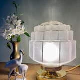 Vintage art deco globe table lamp in frosted glass