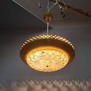 1970s Ludib Mid-Century Pendant Lamp in Yellow Metal, Brass and Glass
