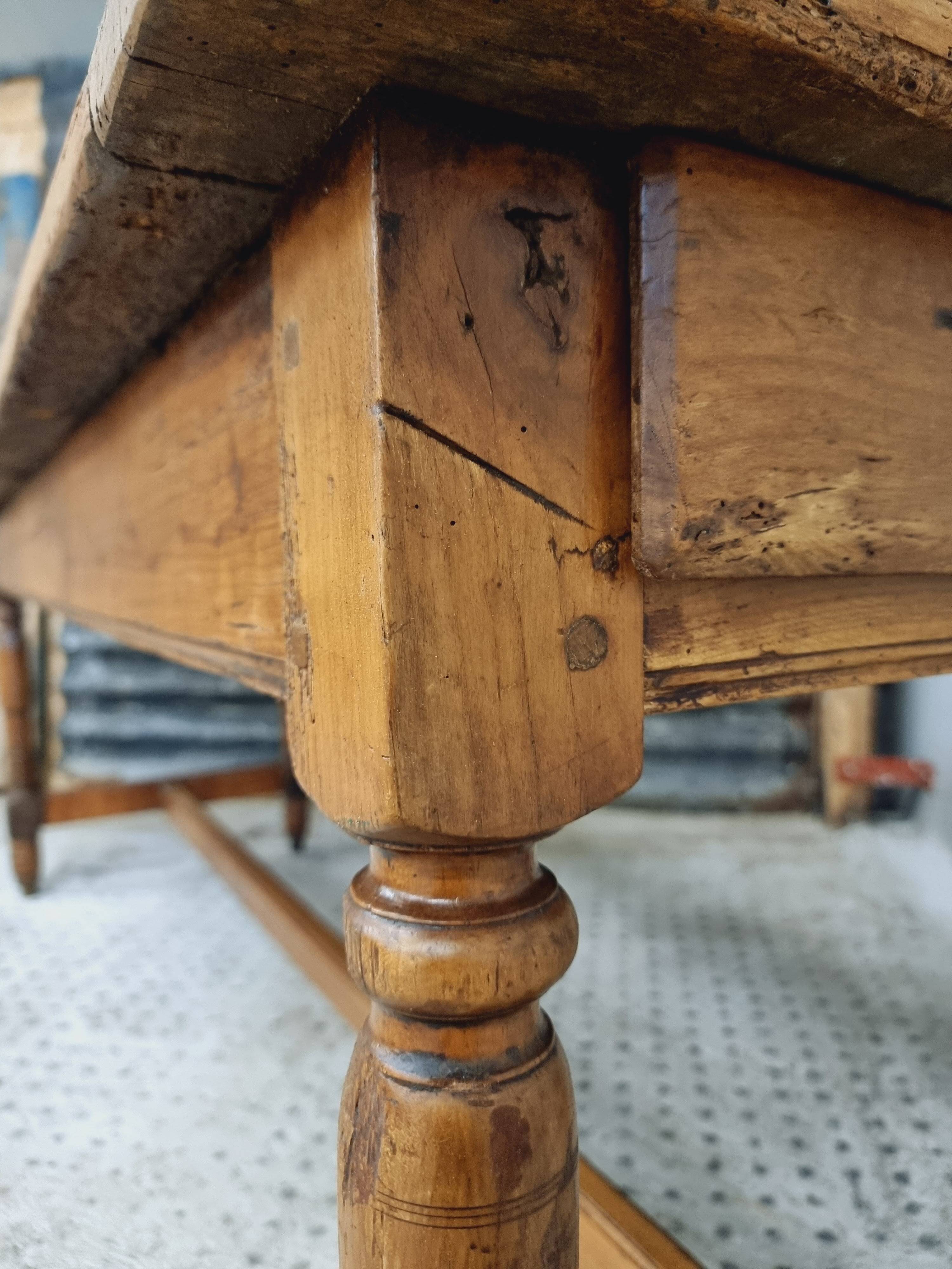 Antique French table farm dining table 19th century 73 x 201 cm