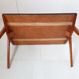 Coffee table in formica with compass feet, vintage from the 1950s