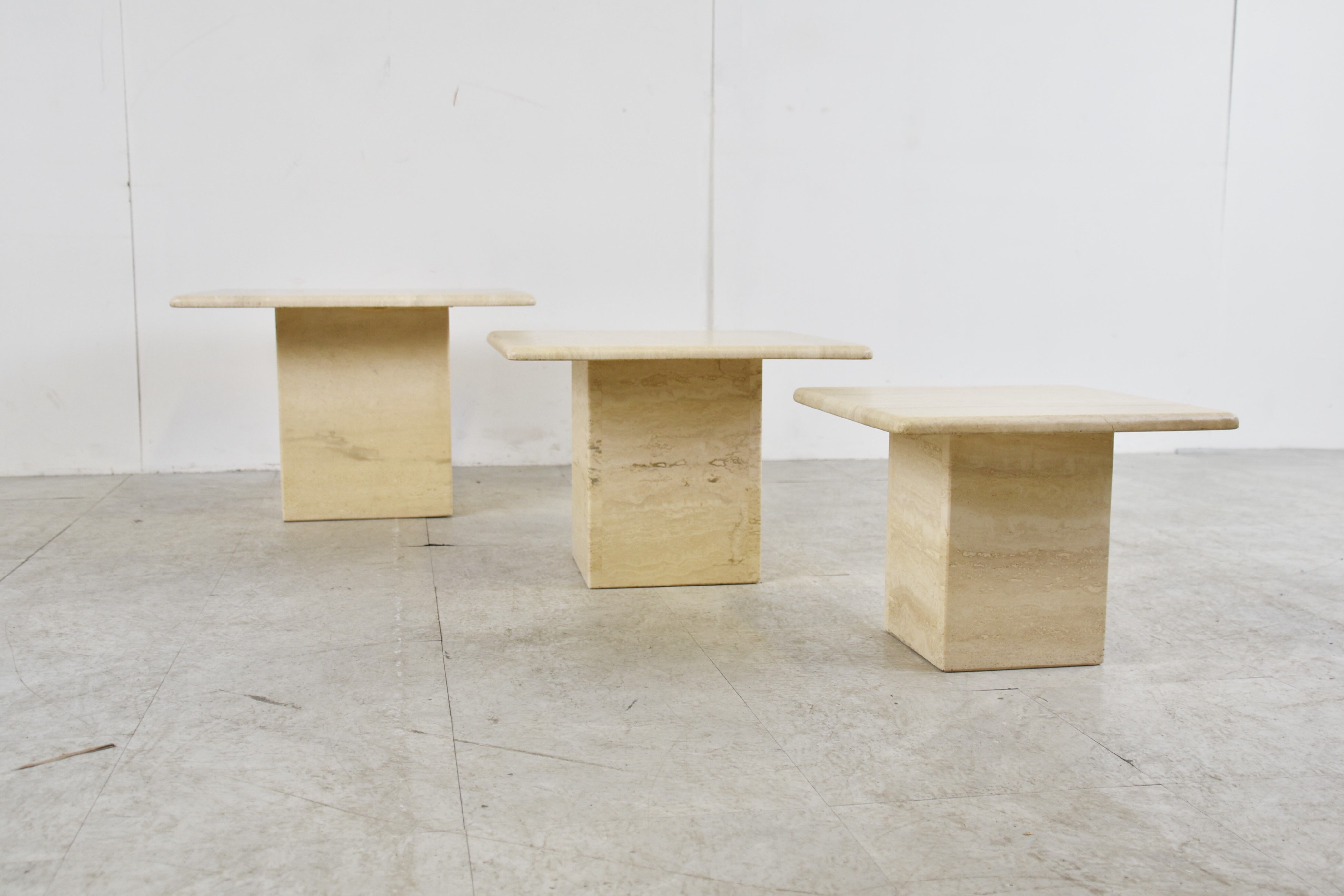 Vintage travertine nesting tables or side tables, 1970s