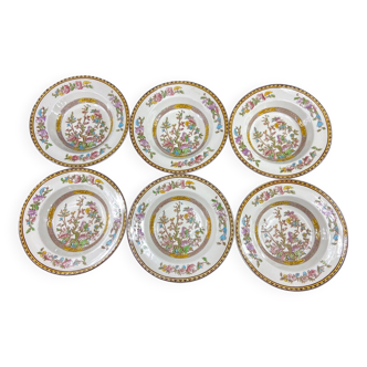 Set of 6 soup plates in English earthenware Washington Indian Tree