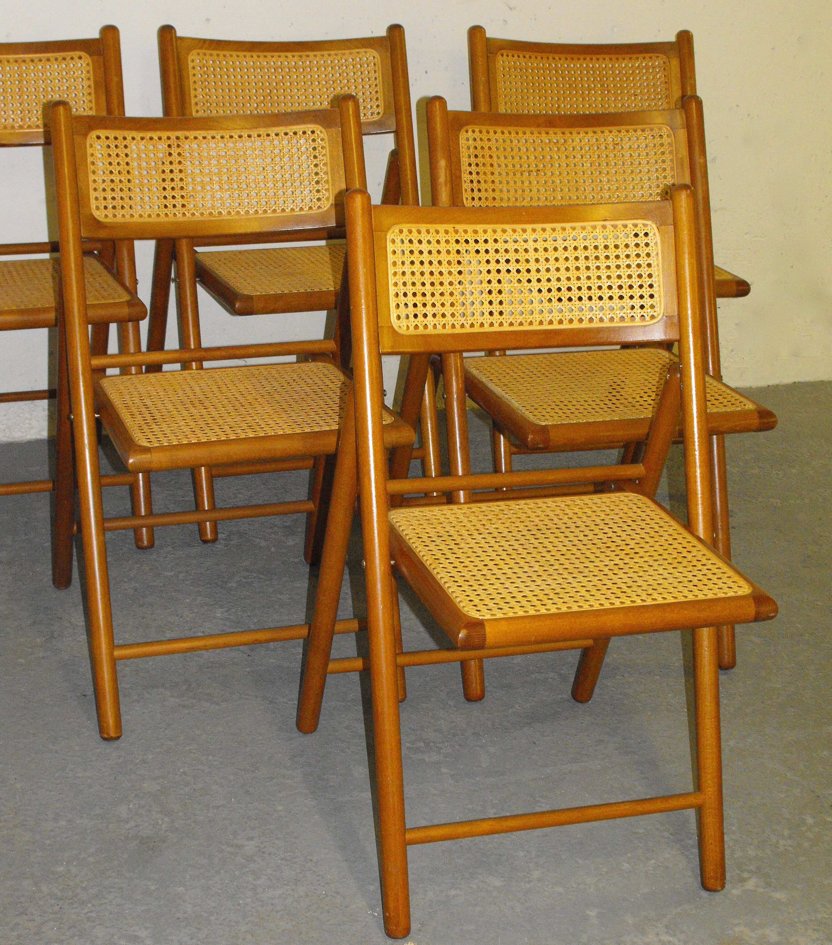 Set de 6 chaises pliantes cannées vintage