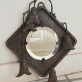Miroir art nouveau fer forgé 22x27cm