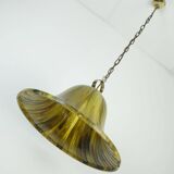 Vintage pendant lamp amber color acrylic and brass 1970s