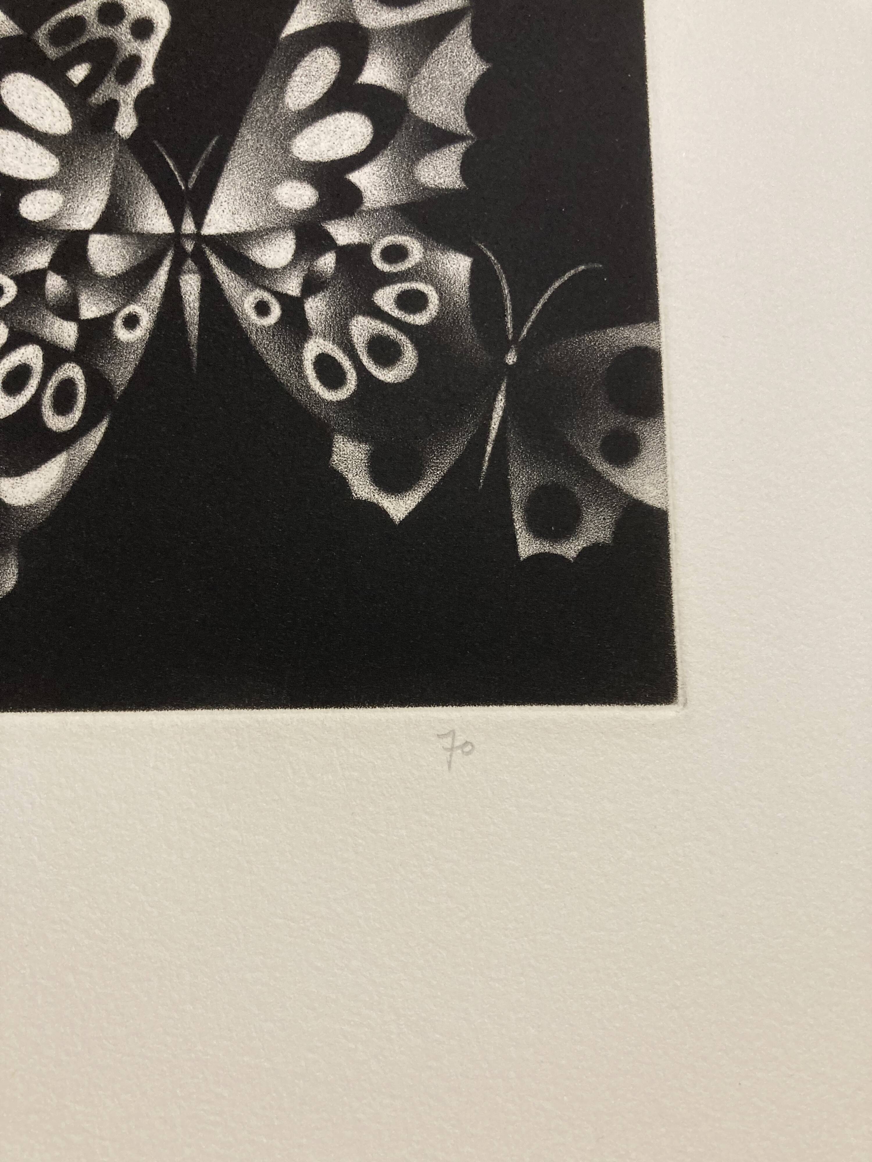 Mario avati (1921-2009), butterflies, black manner, 1970