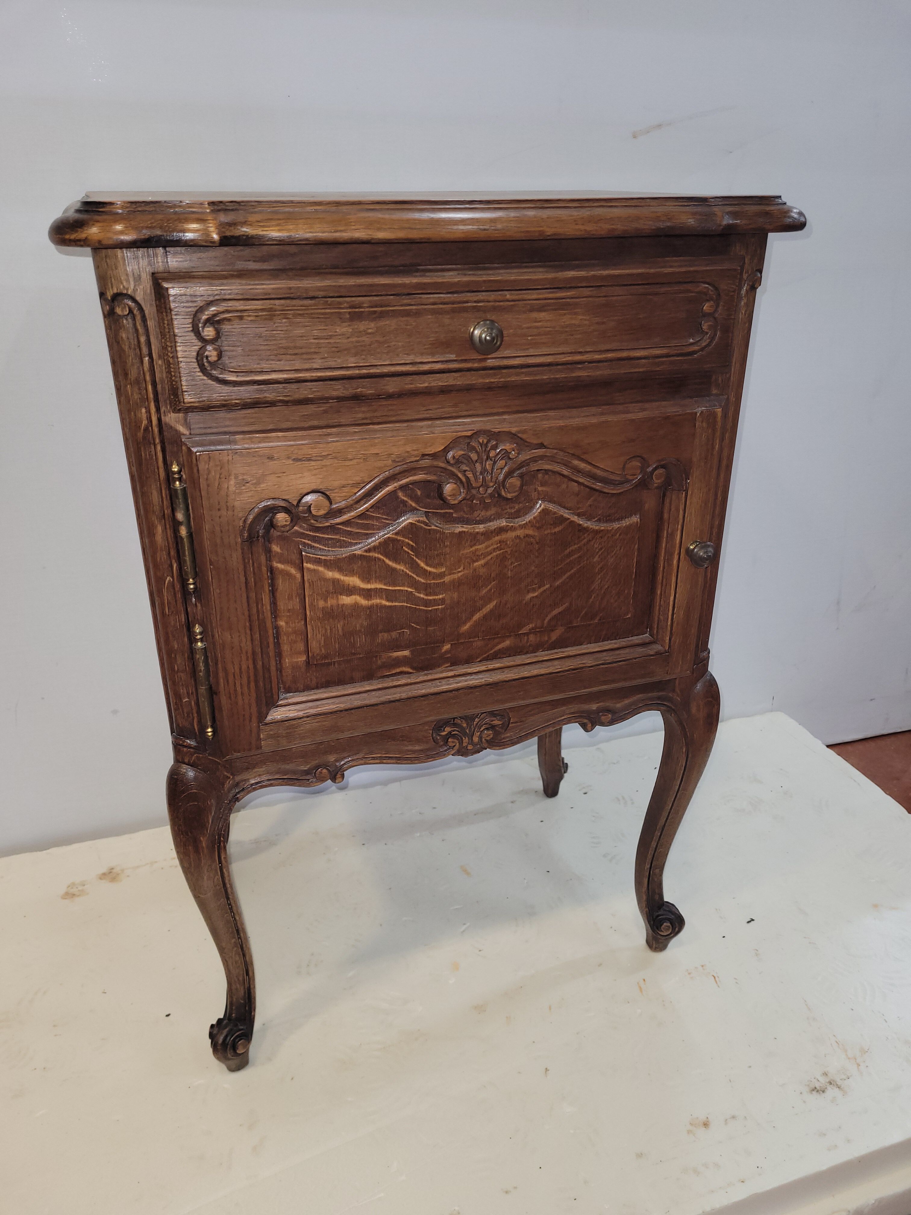 Louis XV style oak bedside table