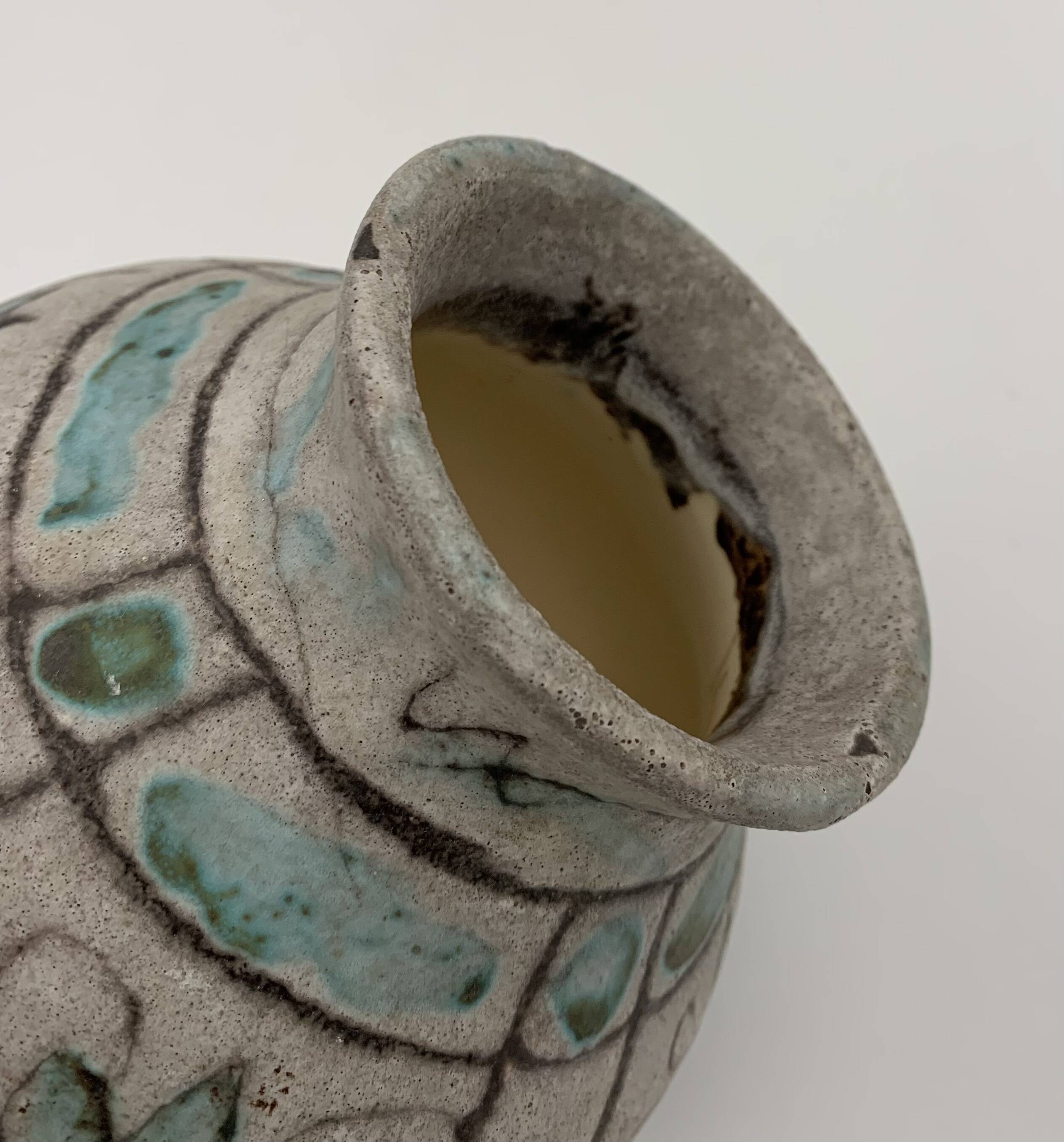 J. MASSIER, Vallauris - Antique enamelled stoneware vase - 1930s-1940s