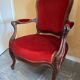 Bergère armchair in Napoléon III style, wood and burgundy velvet.