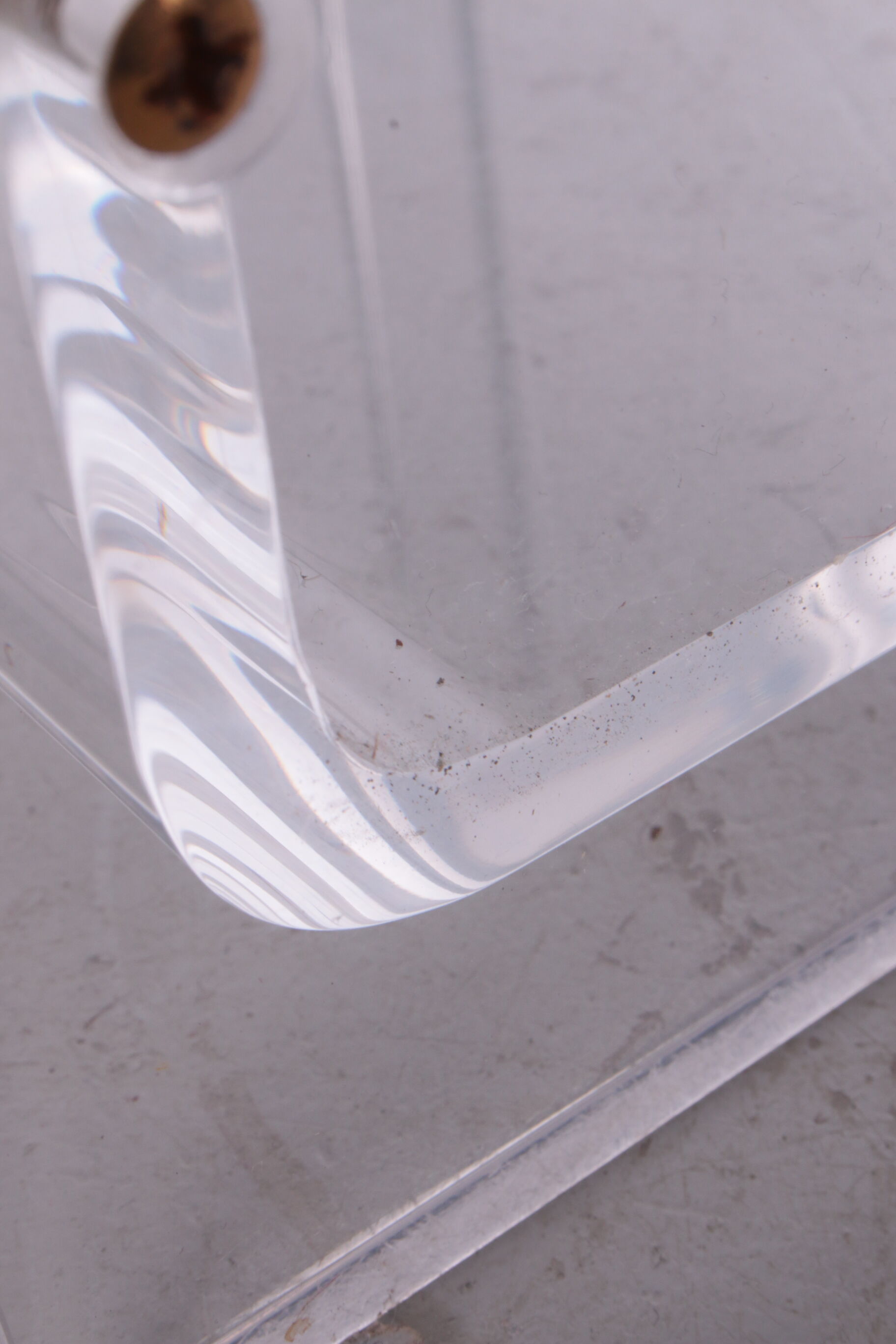 Plexiglass Umbrella Stand Charles Hollis Jones with brass accents, 1970