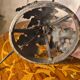 Antique wrought iron floor lamp, 1900, with a glass shade, 40x15.