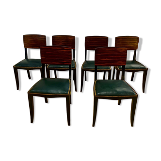 6 chairs in macassar ebène, art deco era