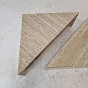 Set of Two Triangle Coffee Tables In Travertine By Up & Up, Italy 1980's