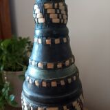Bottle vase sheathing braided basketry and leather Ethnic Crafts
