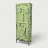 Antique Parisian bonnet wardrobe with khaki patina