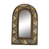 Miroir oriental en laiton et os