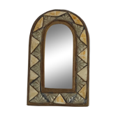 Miroir oriental en laiton et os