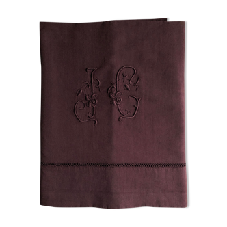 Old linen cloth and cotton tinted wild fig