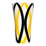 Vase Saint Clément Années 60-70 Design Géométrique Jaune Noir 24cm Vintage