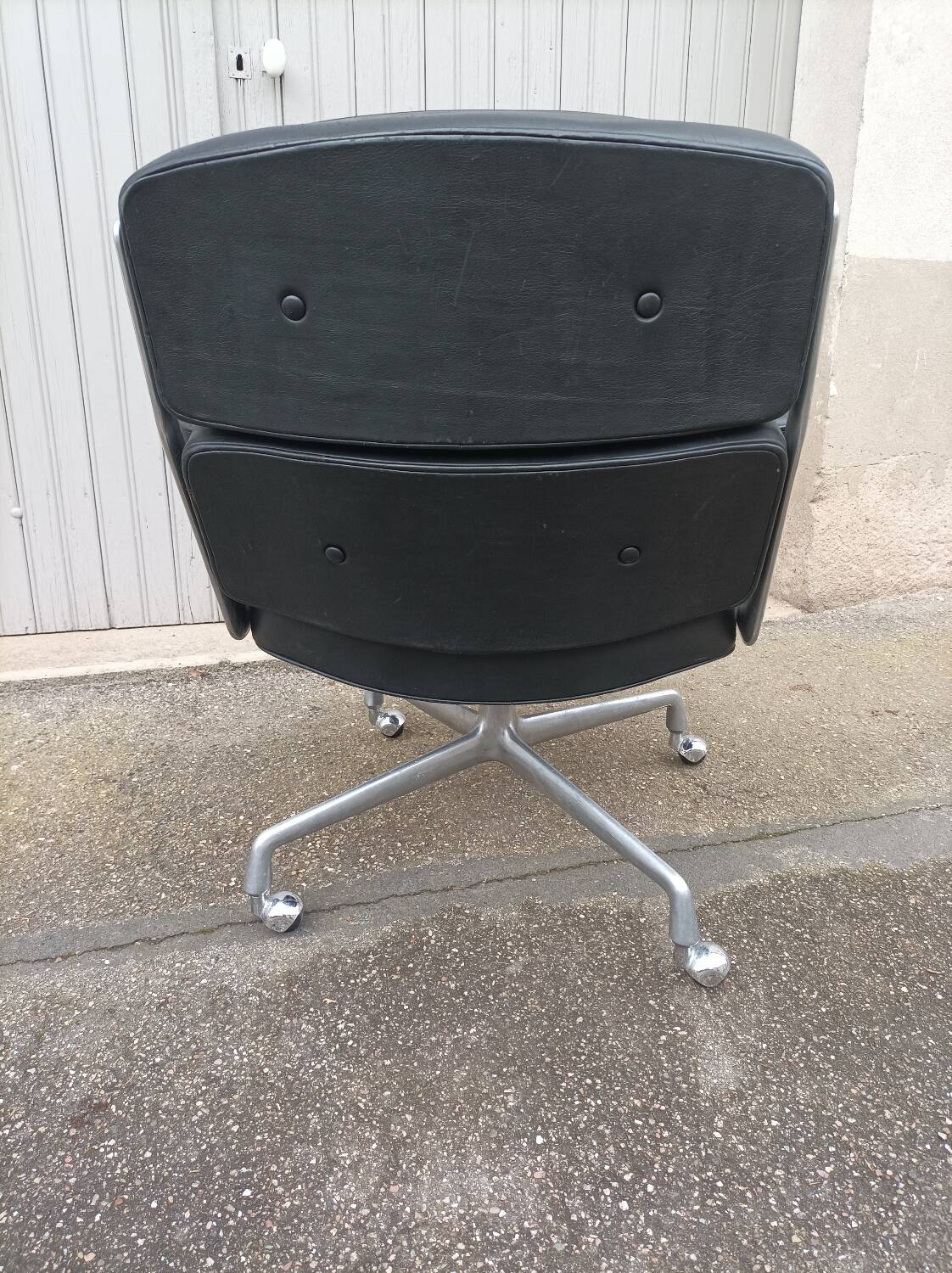 Vintage black leather armchair
