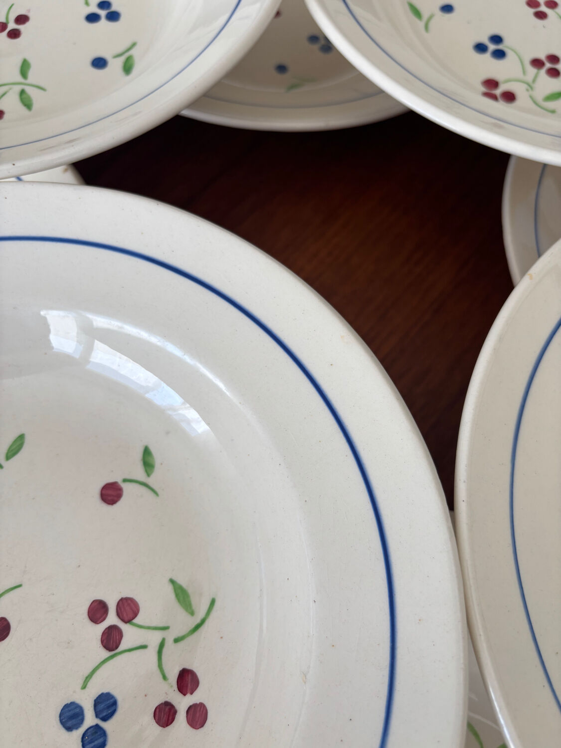 Set of 8 vintage Lunéville deep plates model Odile – bay decoration