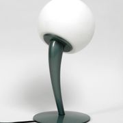 Large extraordinary 80s metal table lamp and opal glass shade