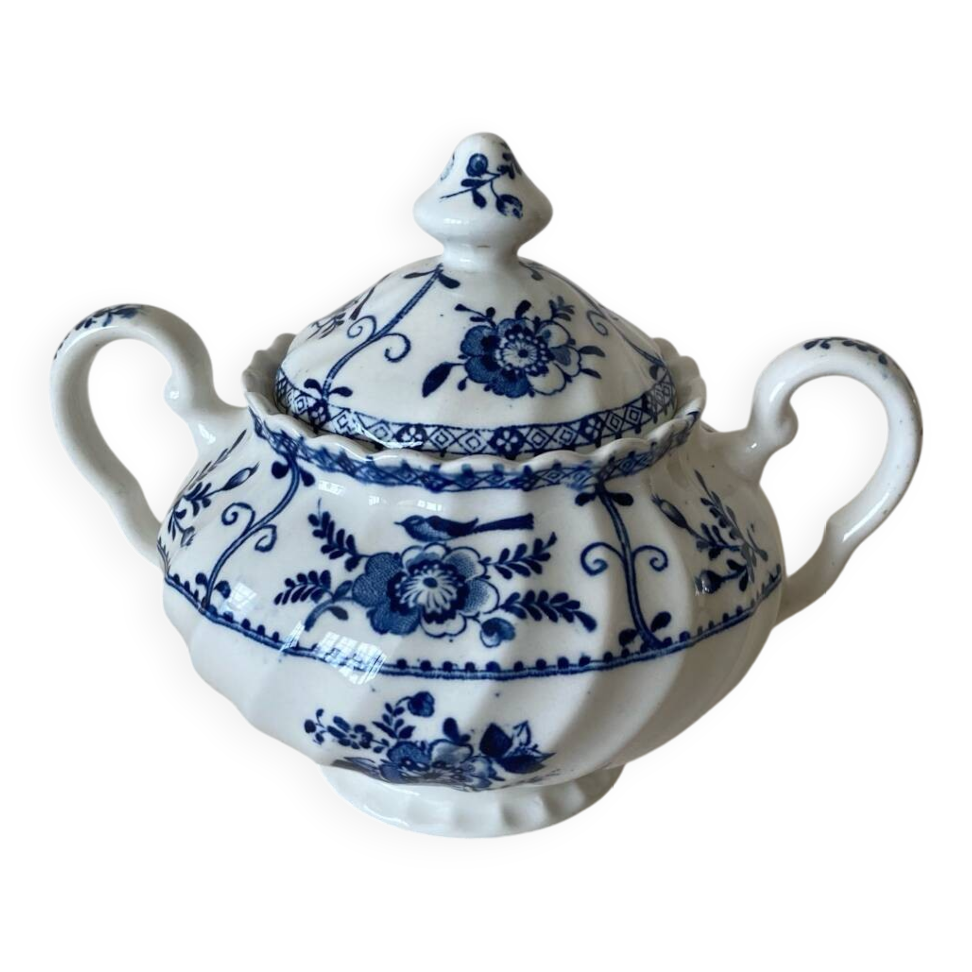 Johnson Bros English porcelain sugar bowl, Indies pattern