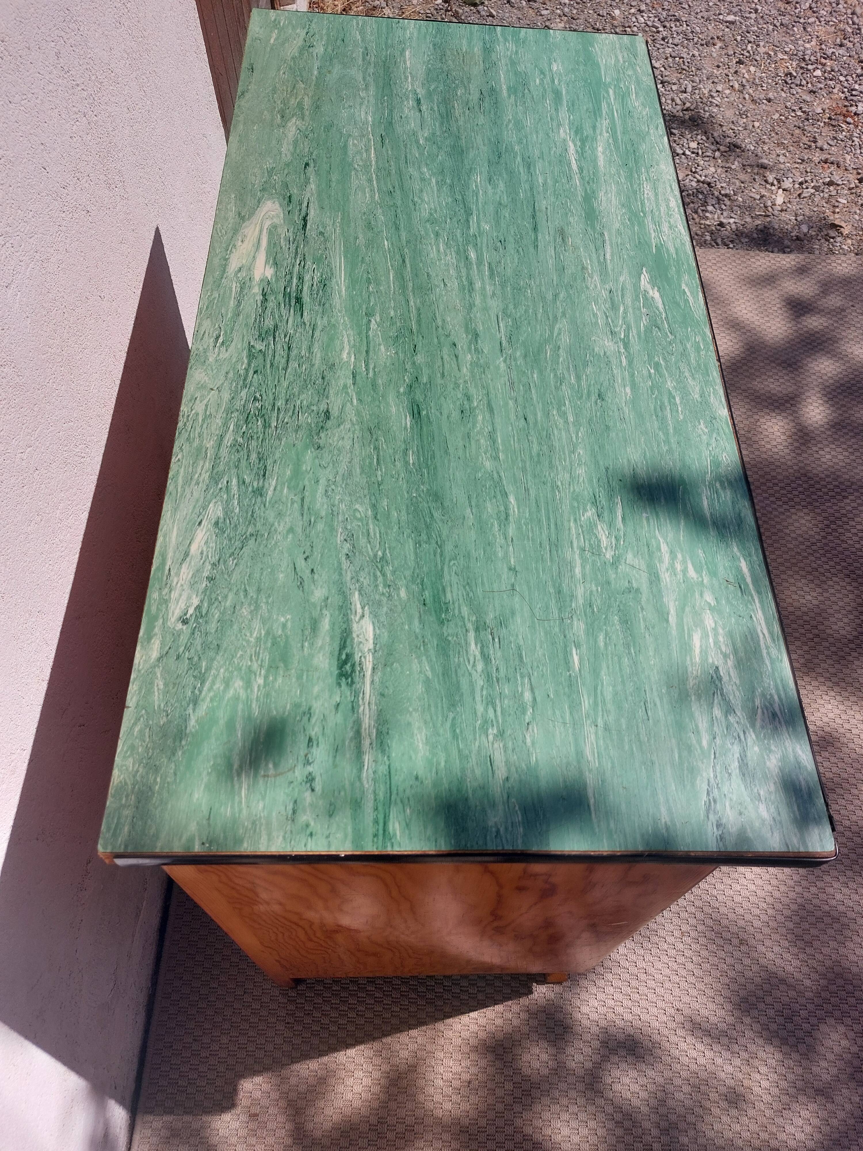 Mado wooden buffet, green and black tray, vintage.