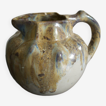 Vintage blue glazed stoneware pitcher