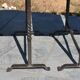 Unusual modular coffee table in oak and wrought iron.