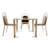 Table peinte en or et 4 chaises en tissu d'origine