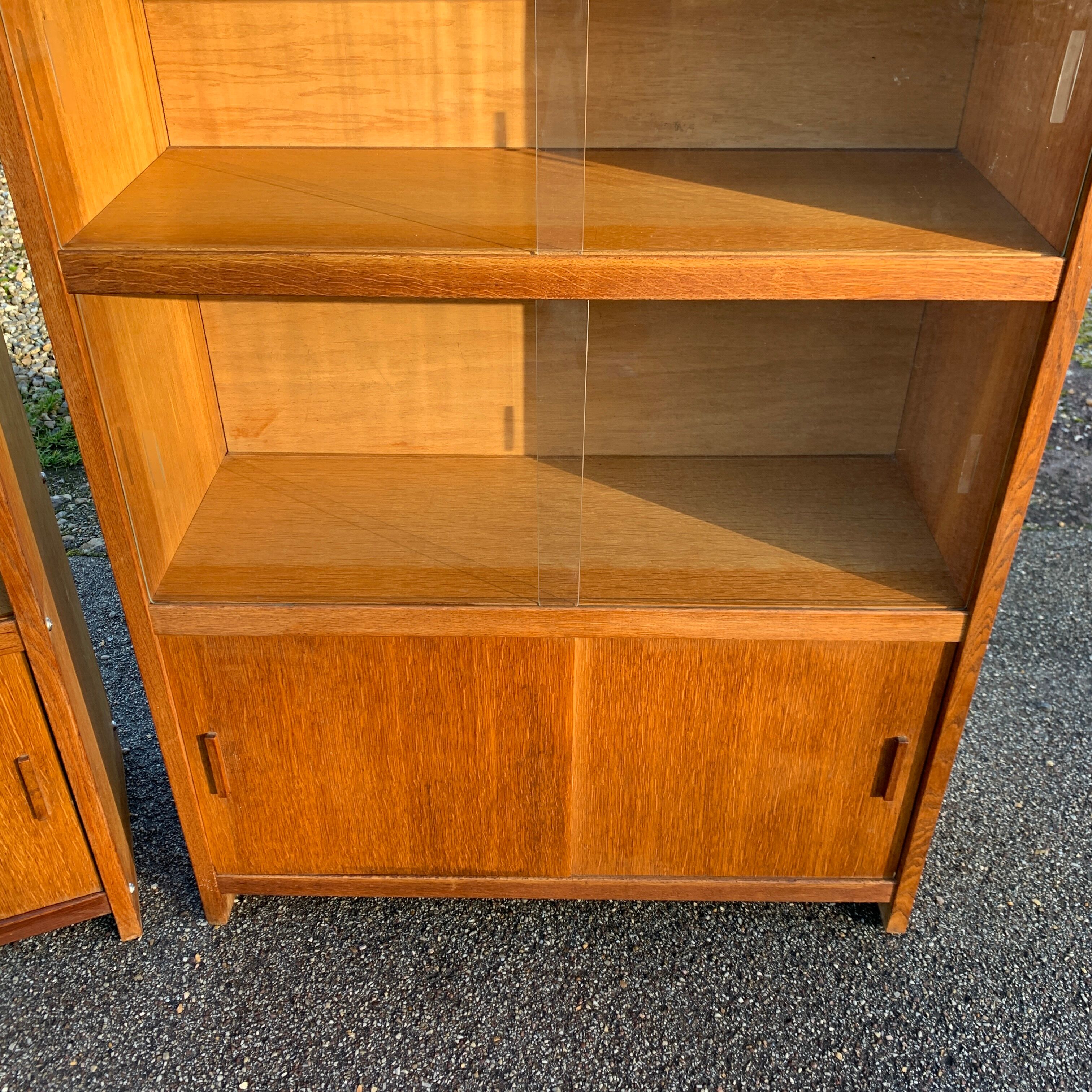 Pair of vintage glass shelves libraries