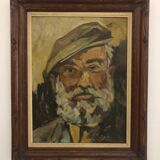 Oil on panel portrait of an old bearded man
