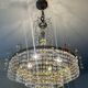 Brass chandelier with crystal pendants